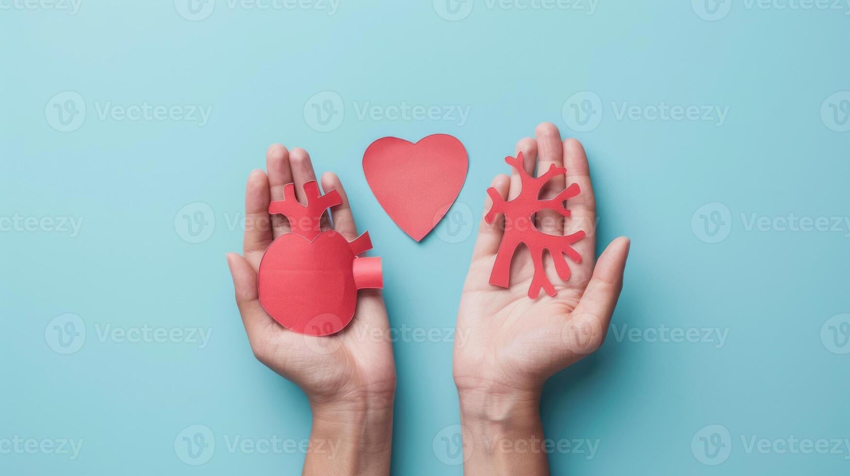 ai generiert Organ Spende und Transplantation Konzept mit Papier Organ Symbole. foto