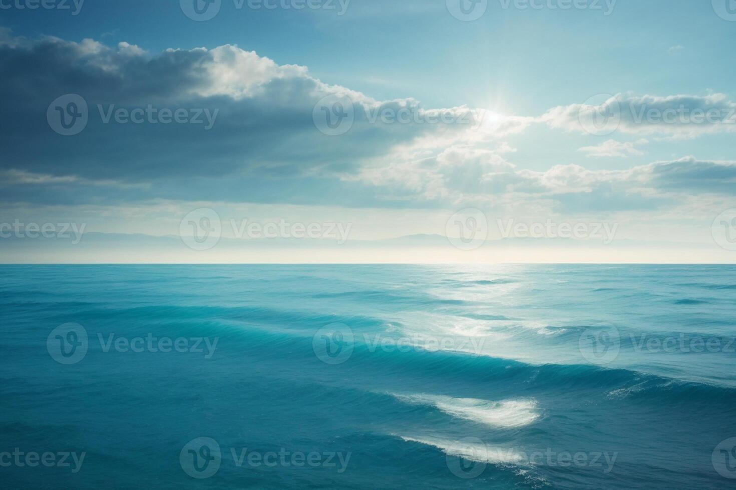 ein schön Blau Ozean mit Wellen und Wolken foto