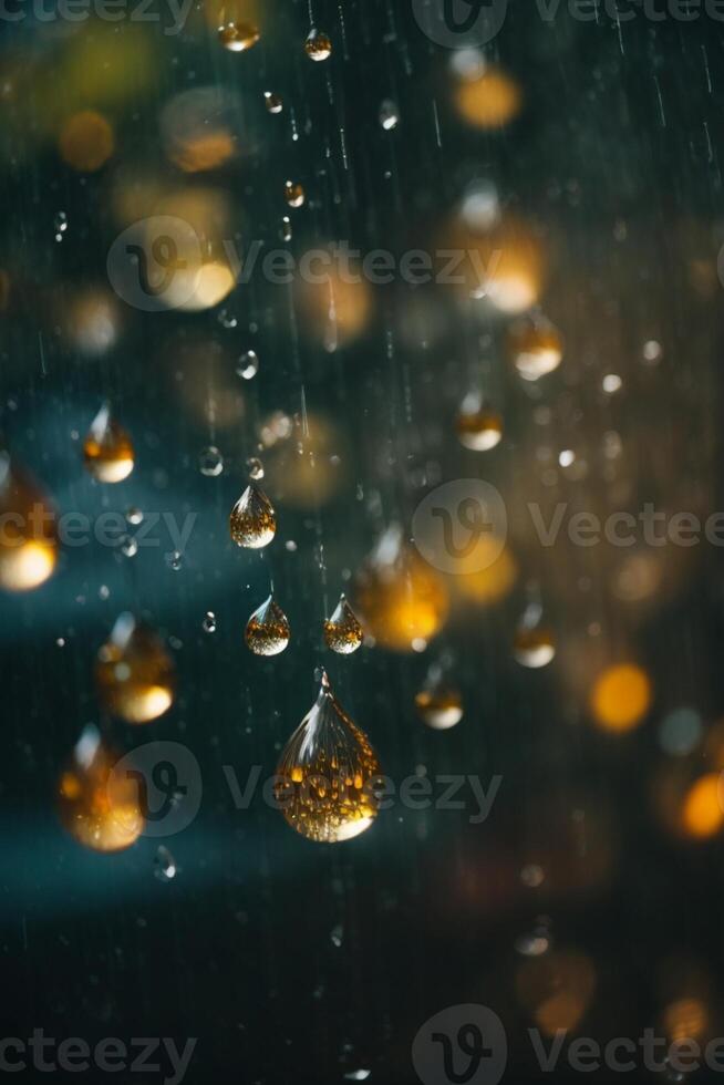 Hintergrund von Regen auf verschwommen Bokeh foto