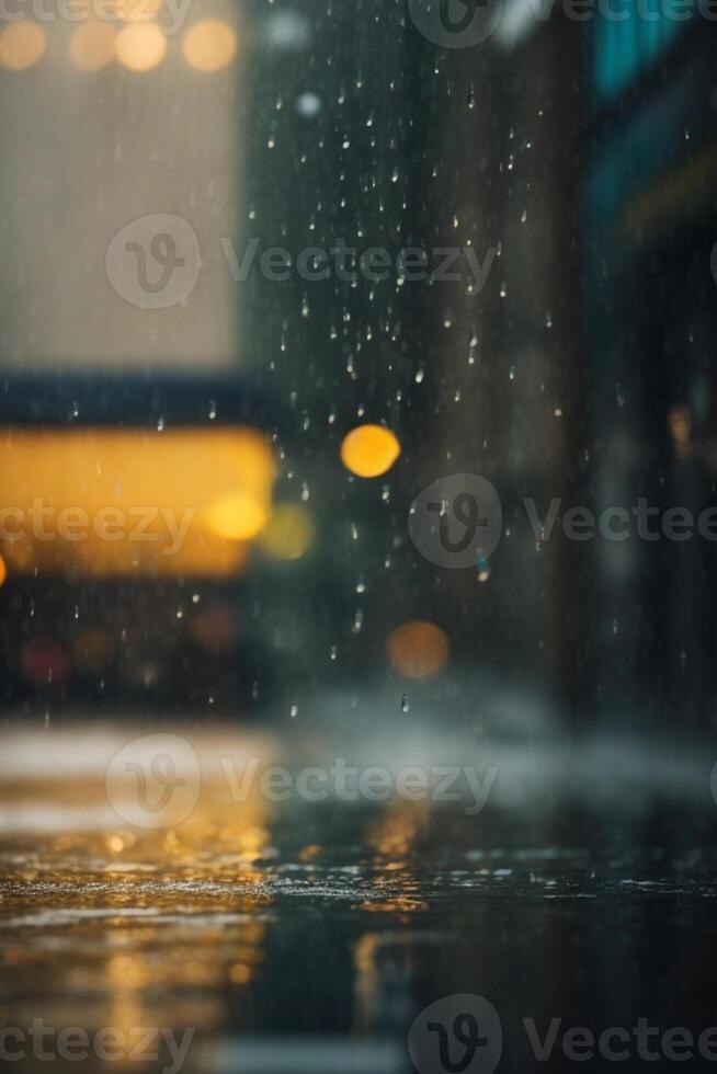 Hintergrund von Regen auf verschwommen Bokeh foto