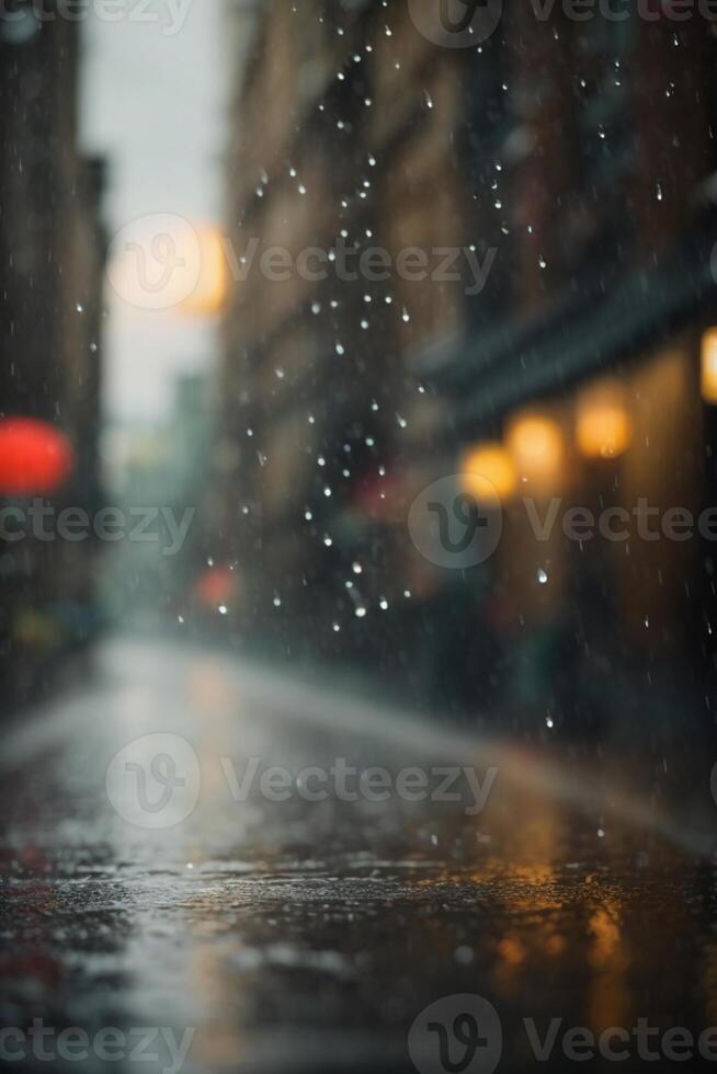Regentropfen auf das Boden im ein Pfütze foto