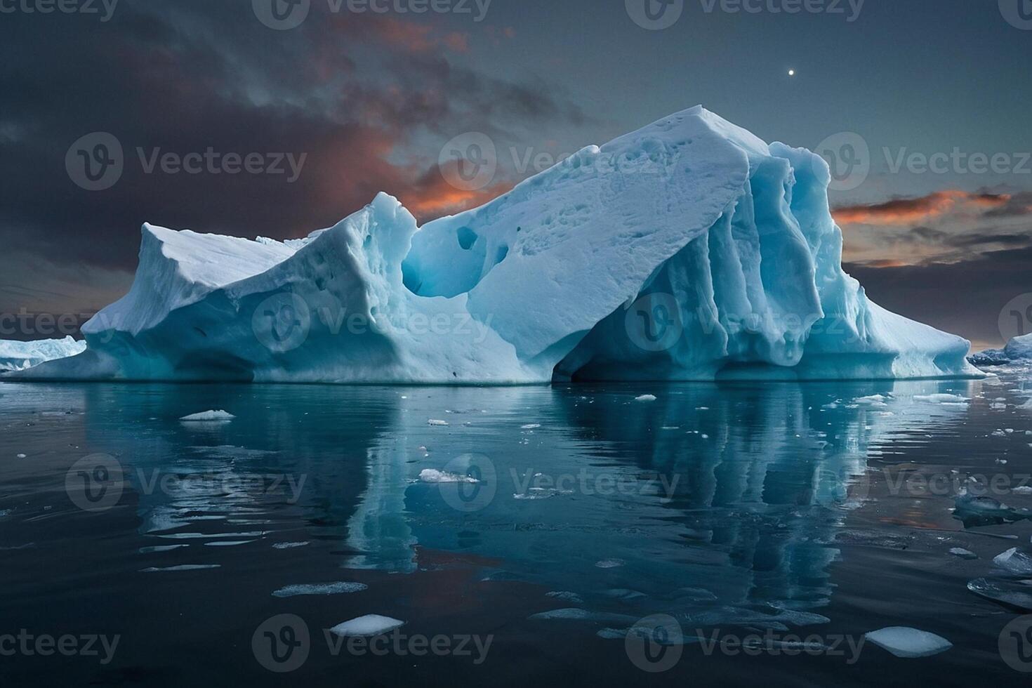 Eisberge schweben im das Wasser beim Sonnenuntergang foto