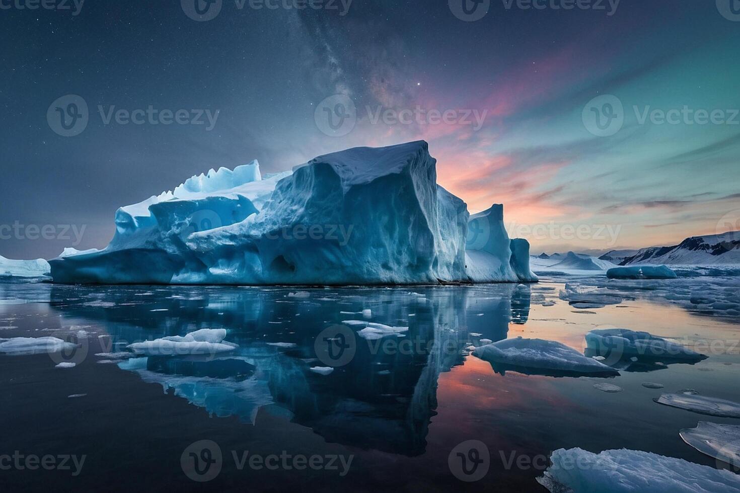 Eisberge im das Wasser mit ein wolkig Himmel foto