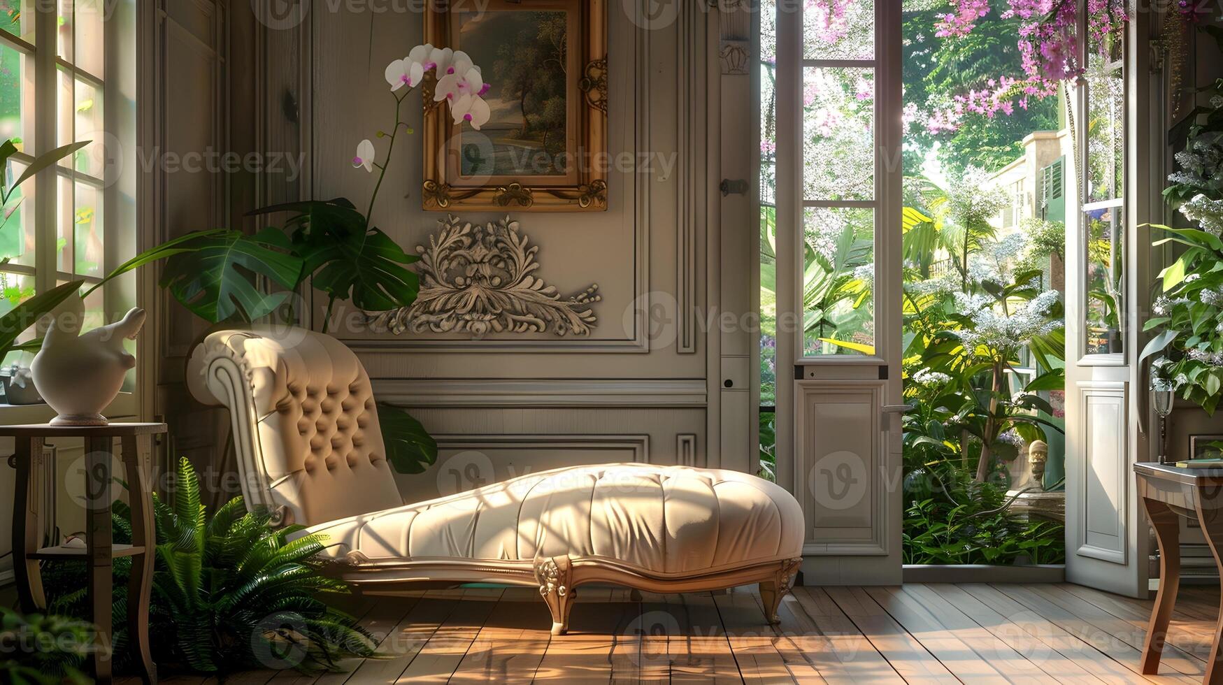 exquisit geschmückt Villa Innere präsentieren Zier Größe und zeitlos Eleganz foto