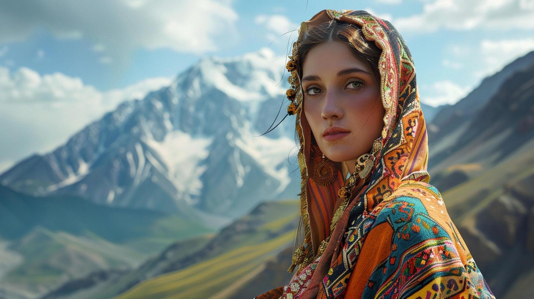 ein majestätisch Frau im traditionell Kleidung foto