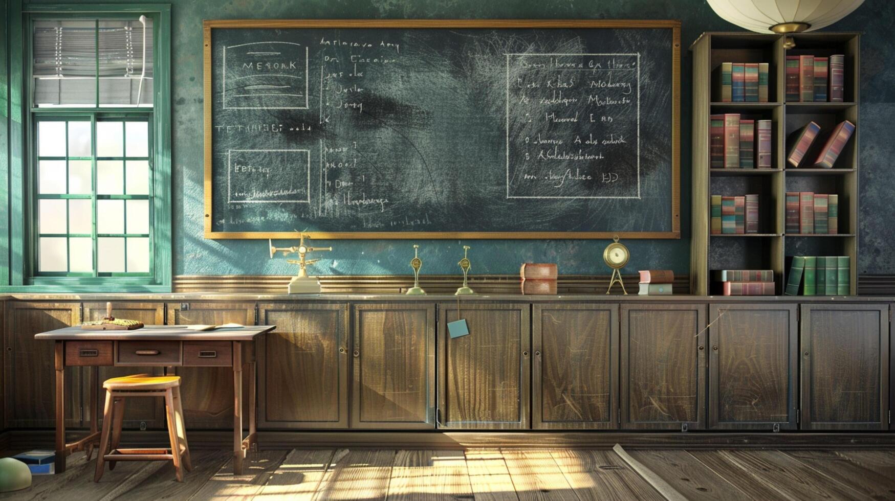 zurück zu Schule Klassenzimmer Lernen auf Tafel foto