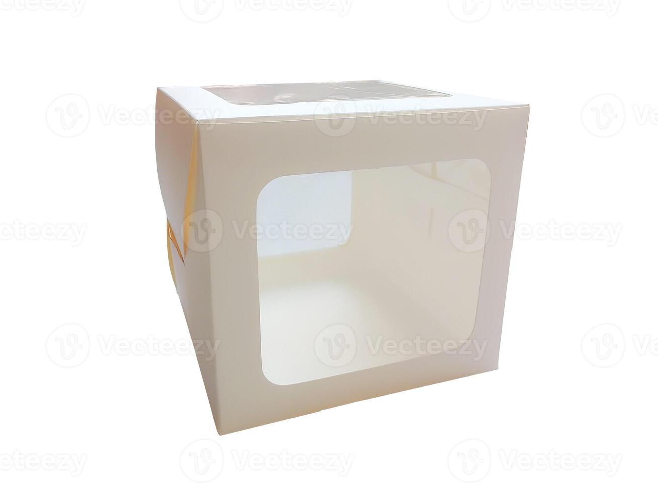 Weiß Verpackung Box mit transparent Fenster - - Box Attrappe, Lehrmodell, Simulation isoliert auf Weiß Hintergrund foto