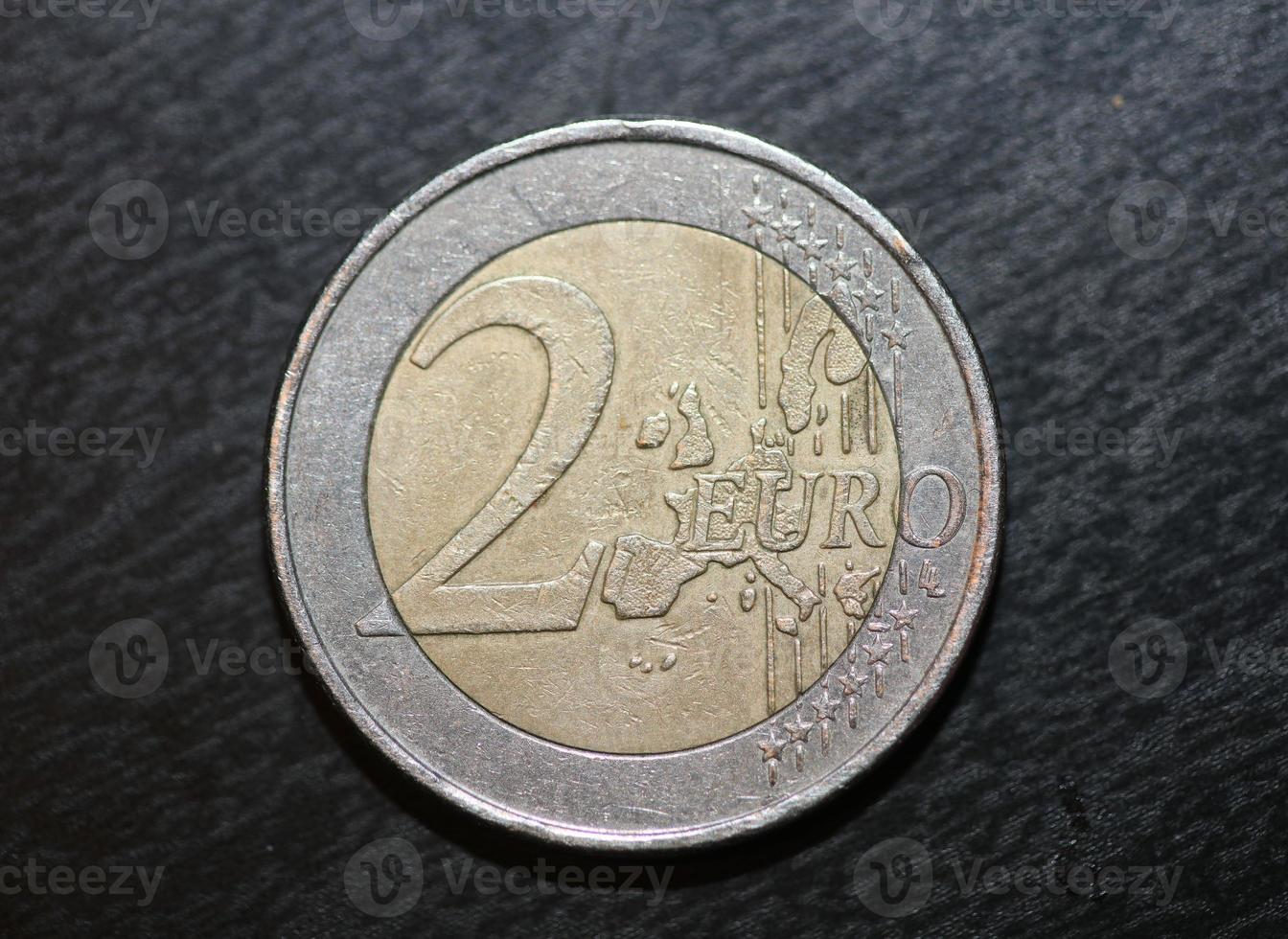 Makroaufnahmen von Euro-Münzen Hintergrund 2-Euro-Münze Herstellungsjahr 2002 Land Griechenland hochwertige Großformatdrucke foto