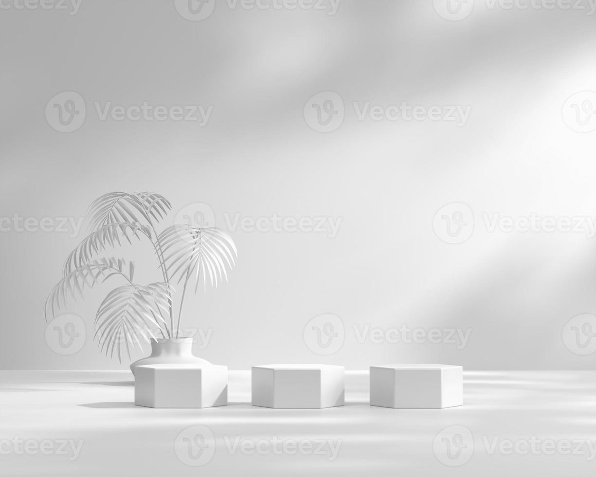 abstrakte weiße Podiumsplattform für Produktpräsentation 3D-Rendering foto