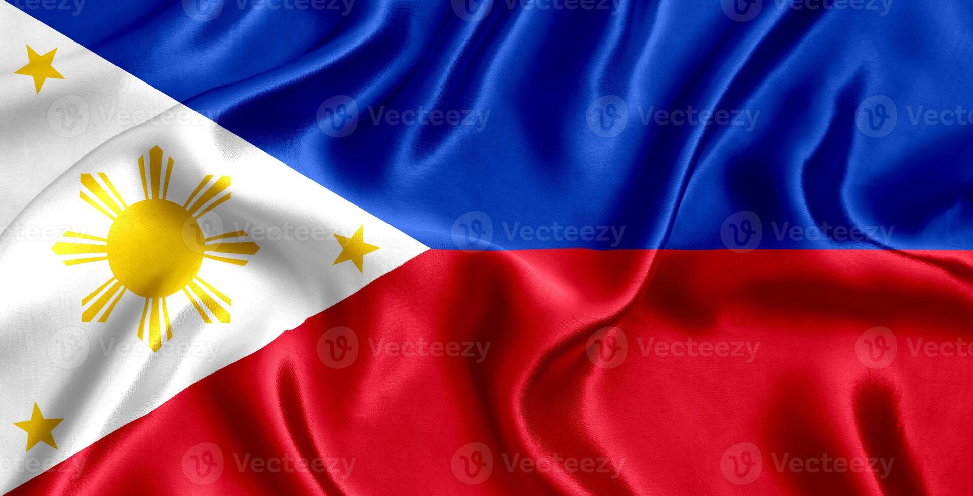 Flagge von Philippinen Seide Nahansicht foto