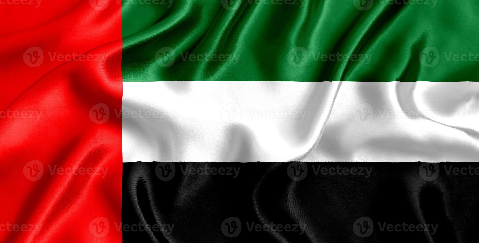 Flagge vereinigt arabisch Emirate Seide Nahansicht foto