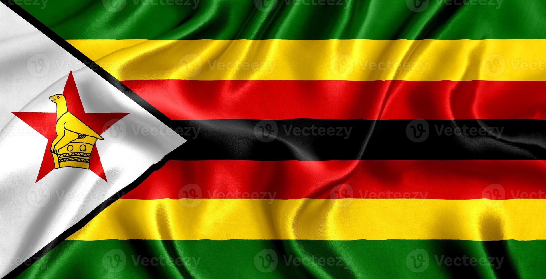 Flagge von Zimbabwe Seide Nahansicht foto