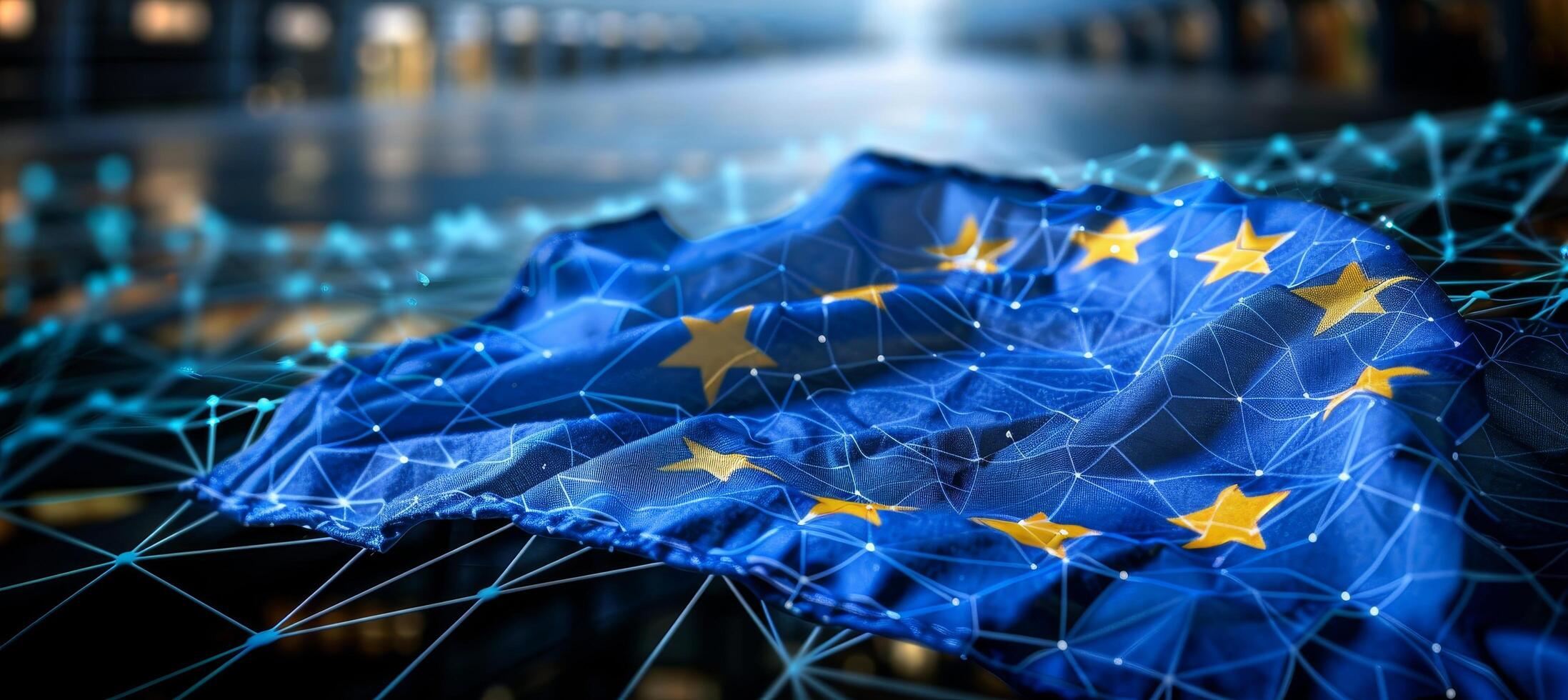 EU Digital Konstellation Netzwerke, Konnektivität, Daten Integration Erkundung im europäisch Union foto