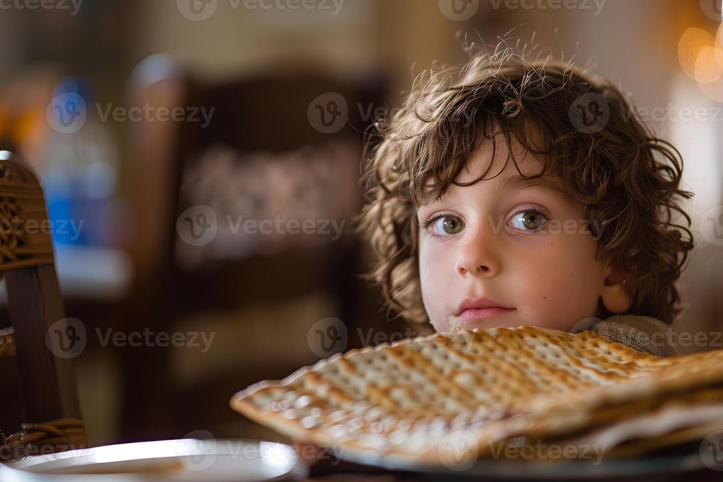 Kinder- spielerisch Suche zum Afikoman bringt Freude zu Pesach Tradition foto