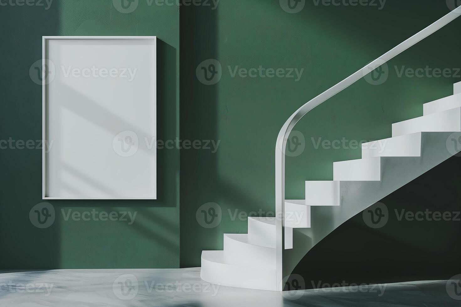 modern Treppe Innere Design im minimalistisch Stil mit ein leer Rahmen Porträt foto
