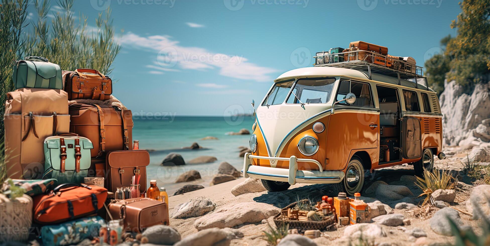 ai generiert Sommer- Ferien Reise Urlaub van und Strand Zugriffsberechtigte foto