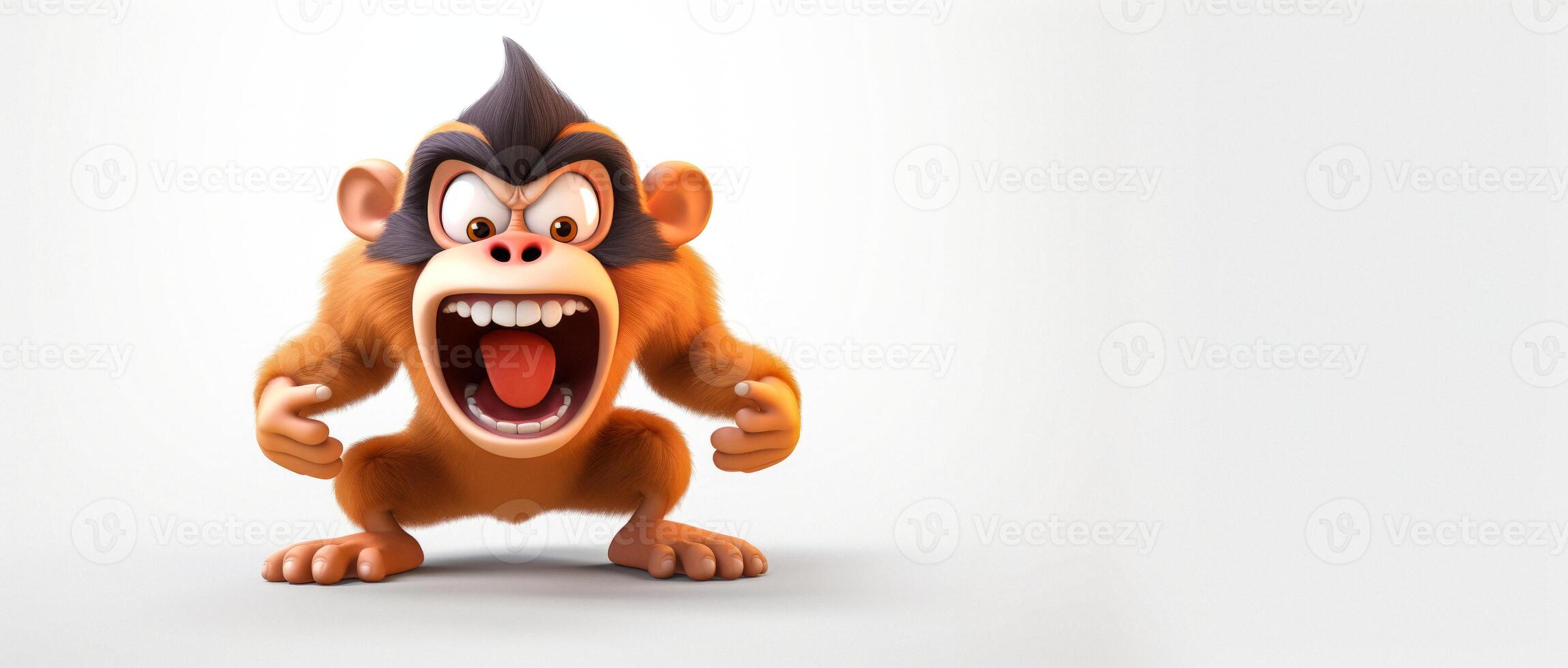 ai generiert wütend animiert Affe auf ein Weiß Hintergrund generativ ai foto