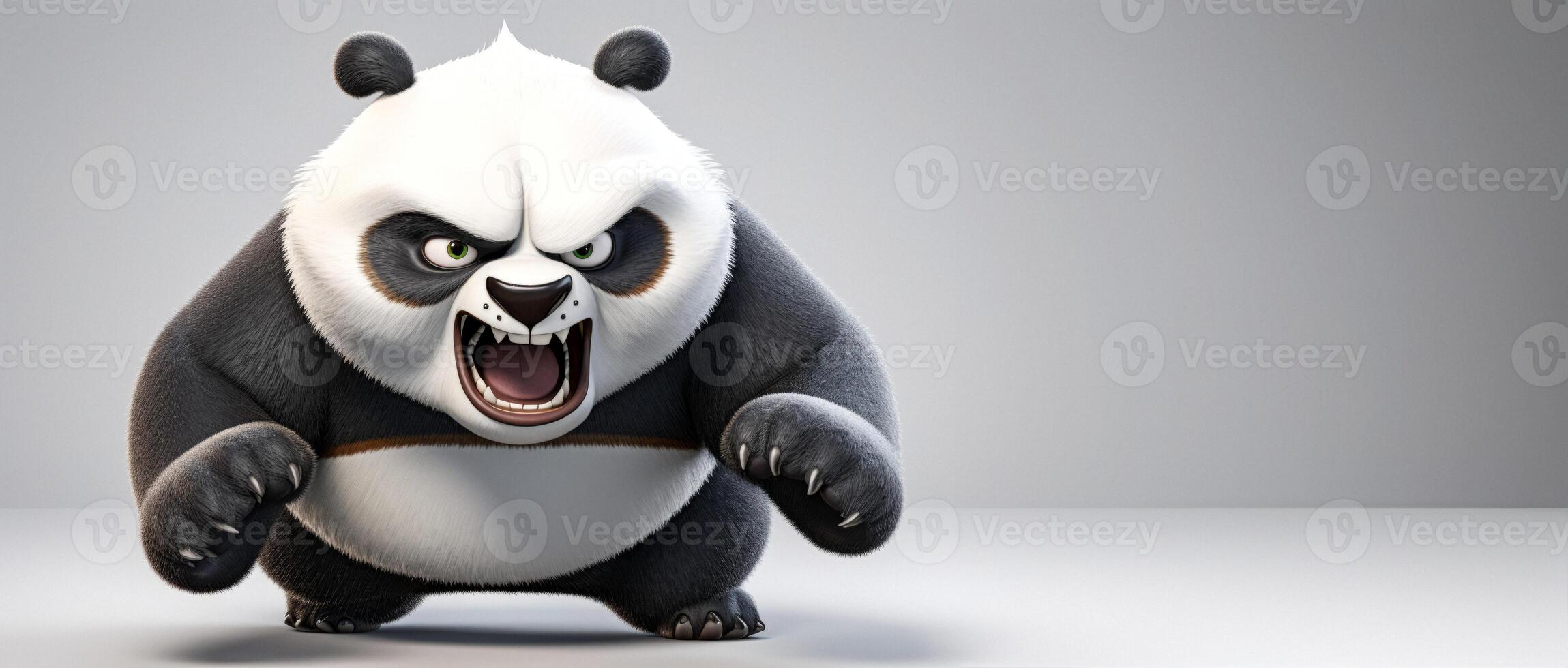 ai generiert wütend Panda im animiert Stil auf ein Weiß Hintergrund generativ ai foto