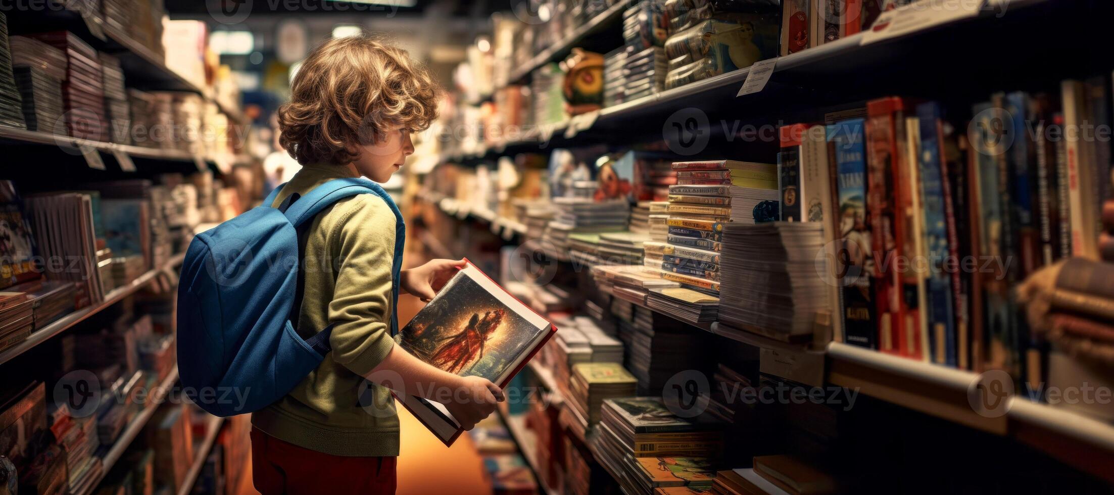 ai generiert Kind im das Bibliothek generativ ai foto