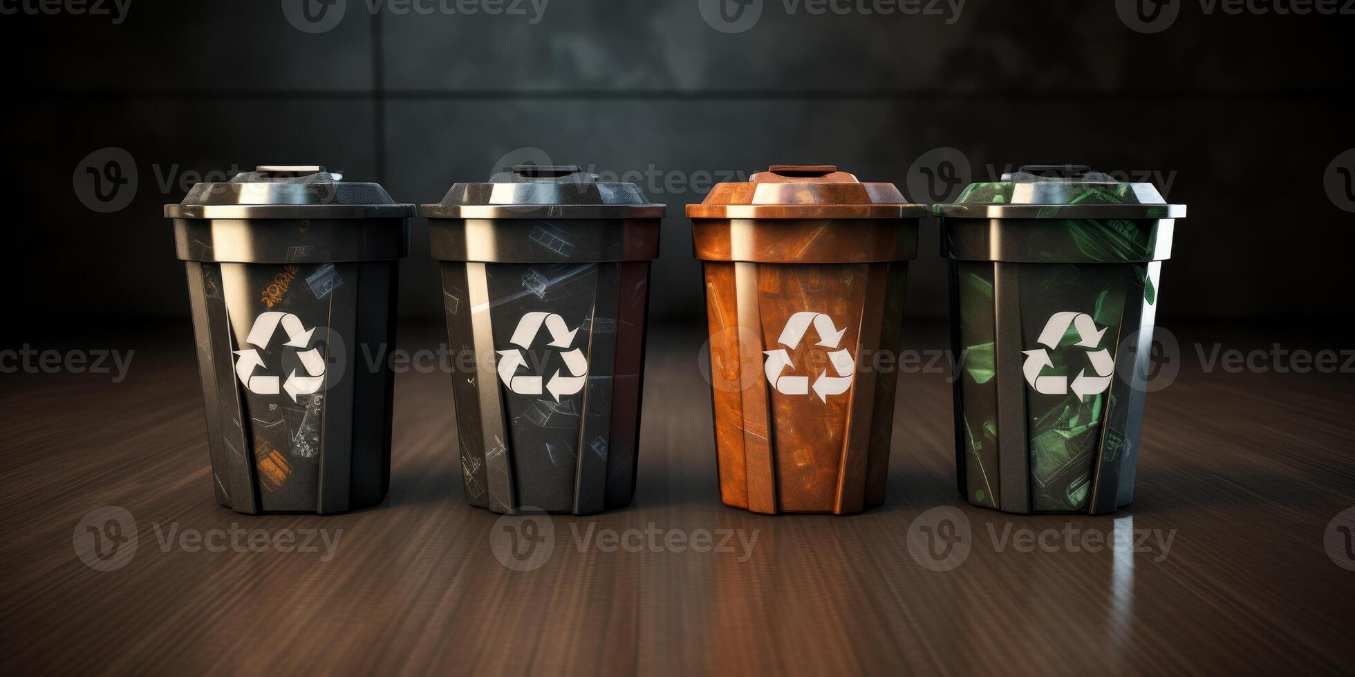 Müll Büchsen mit Recycling Symbol foto