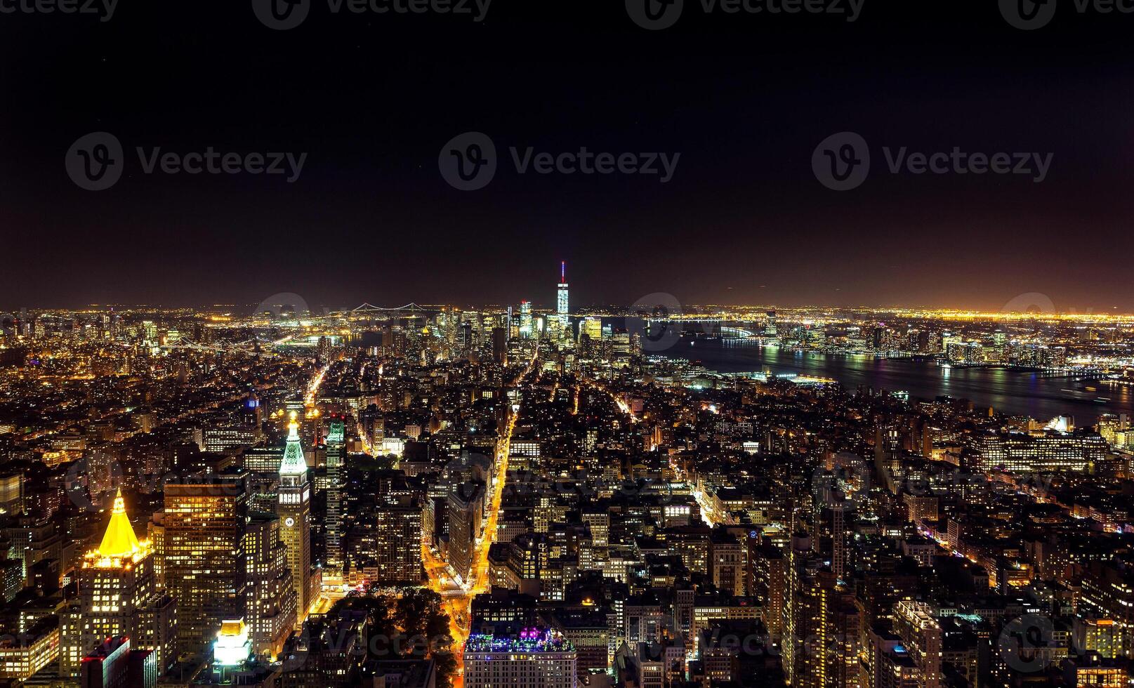 Antenne Nacht Aussicht von Manhattan foto