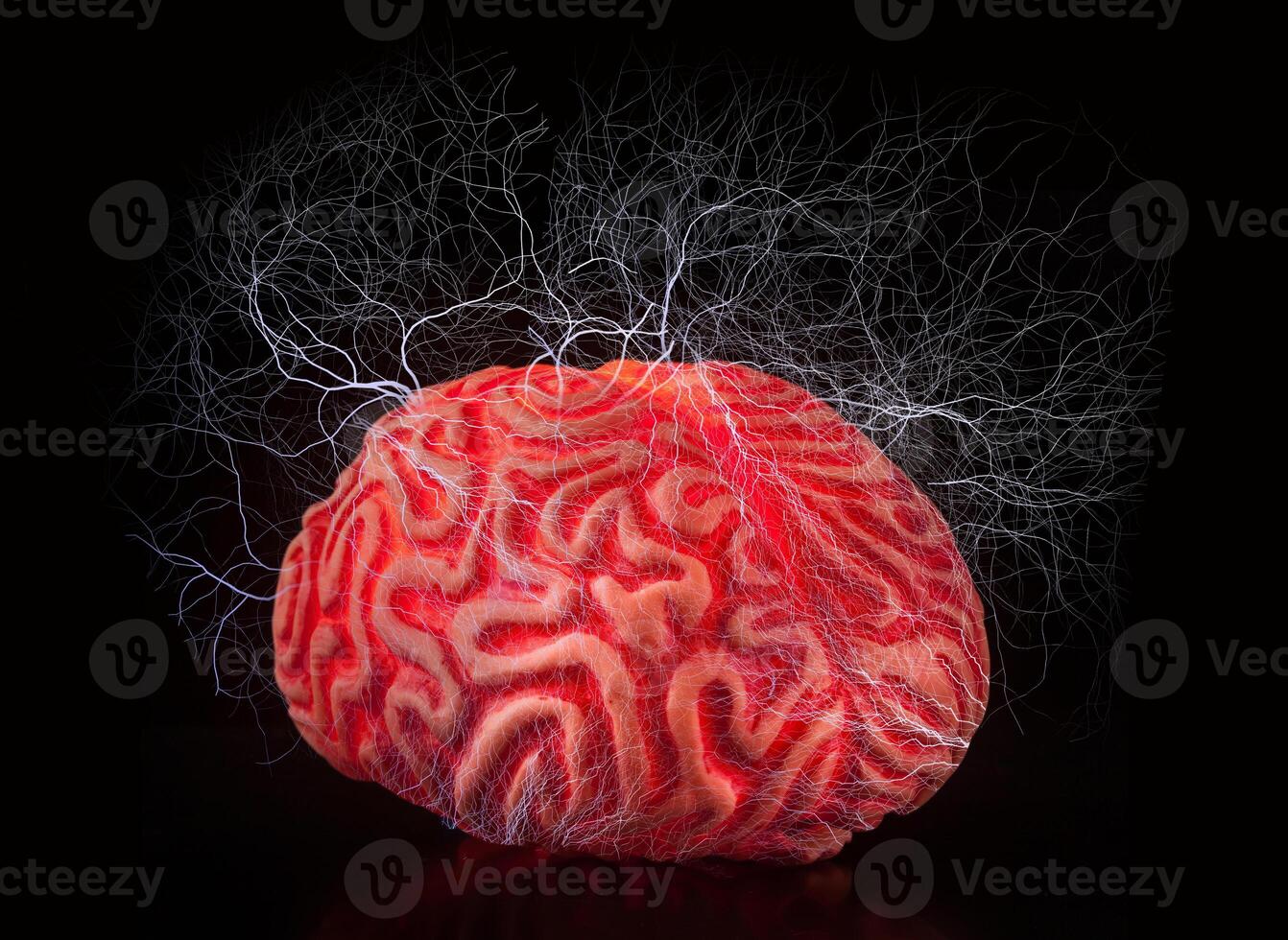 Mensch Gummi Gehirn mit elektrisch Schocks foto