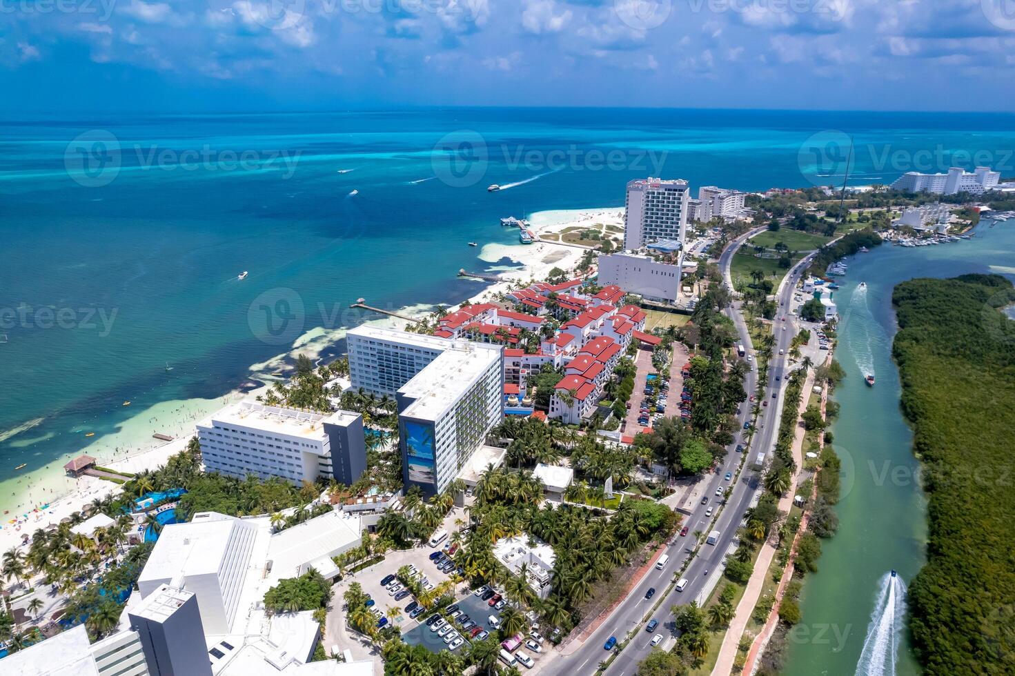 Antenne Aussicht von cancun Hotel Zone, Mexiko foto