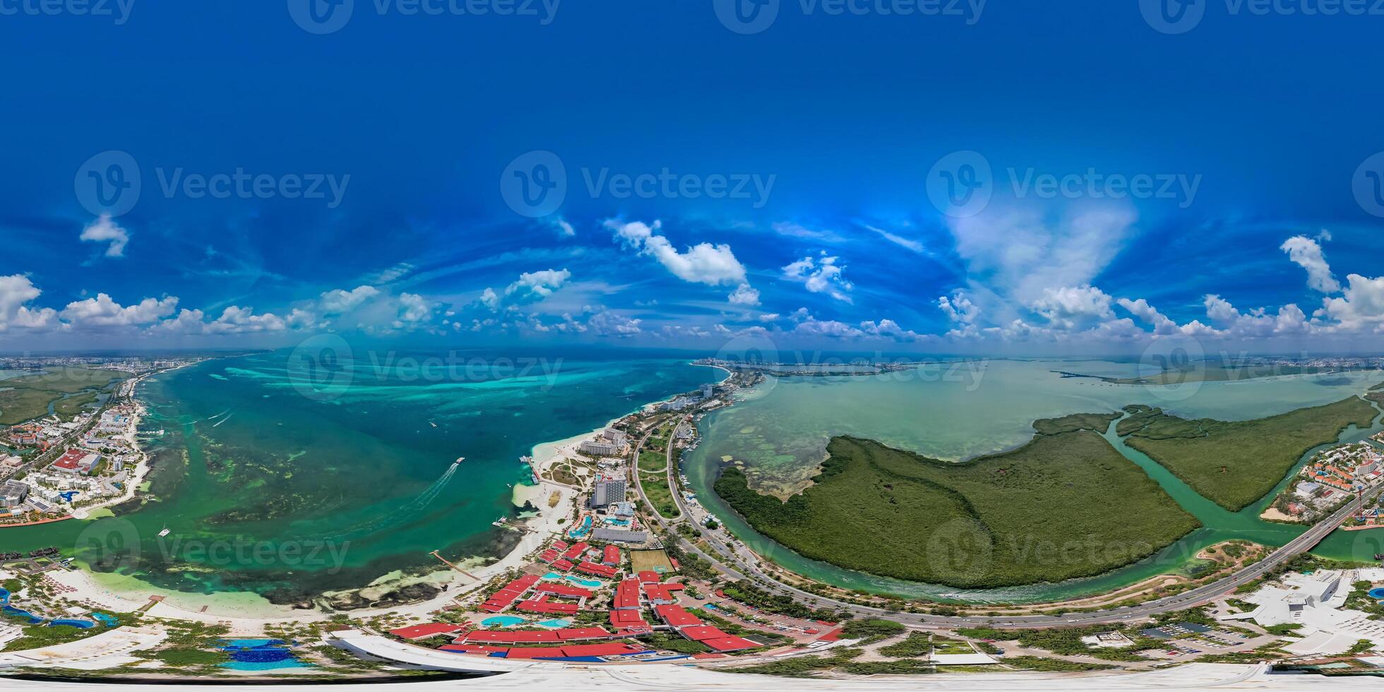 Antenne Aussicht von cancun Hotel Zone, Mexiko foto