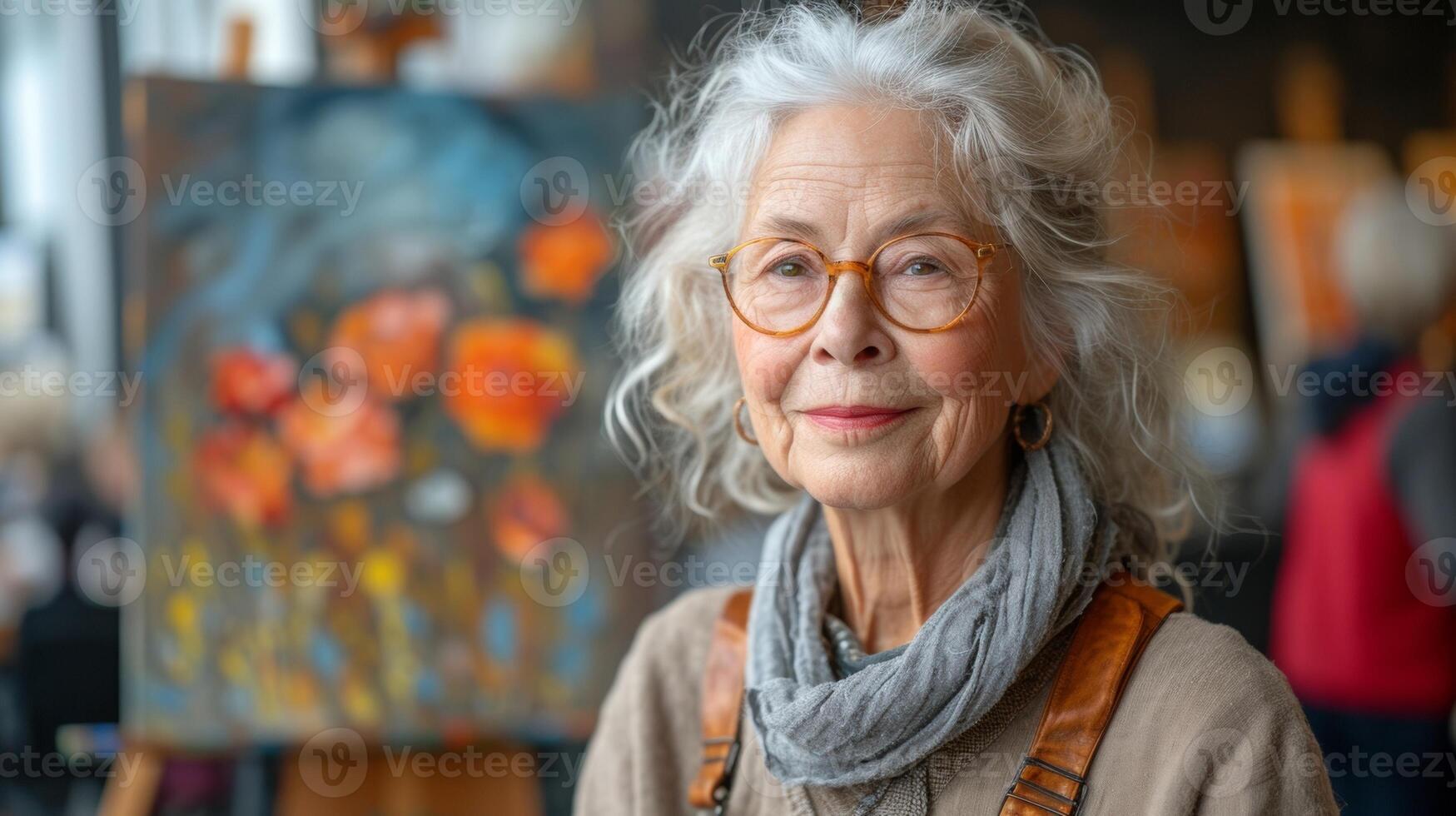 ein gemütlich Kunst Klasse nimmt Platz im ein warm und einladend Zimmer wie Senioren von alle Fertigkeit Ebenen Kommen Sie zusammen zu lernen und erstellen unter das Orientierungshilfe von ein talentiert Lehrer foto