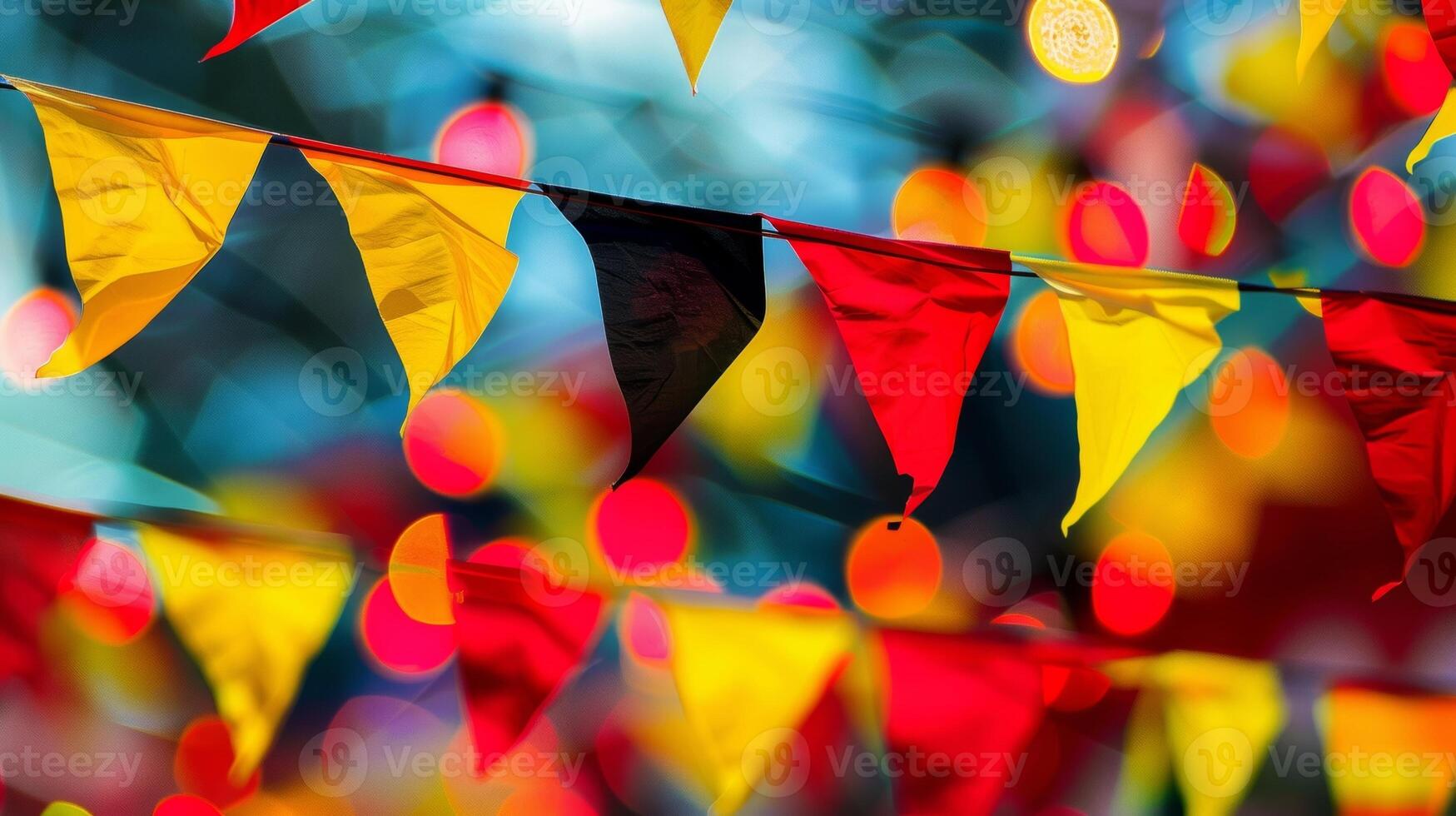 beschwingt Ammer und Flaggen im das Farben von das Deutsche Flagge rot schwarz und Gold schmücken das Festival Gründe Hinzufügen zu das festlich Atmosphäre foto