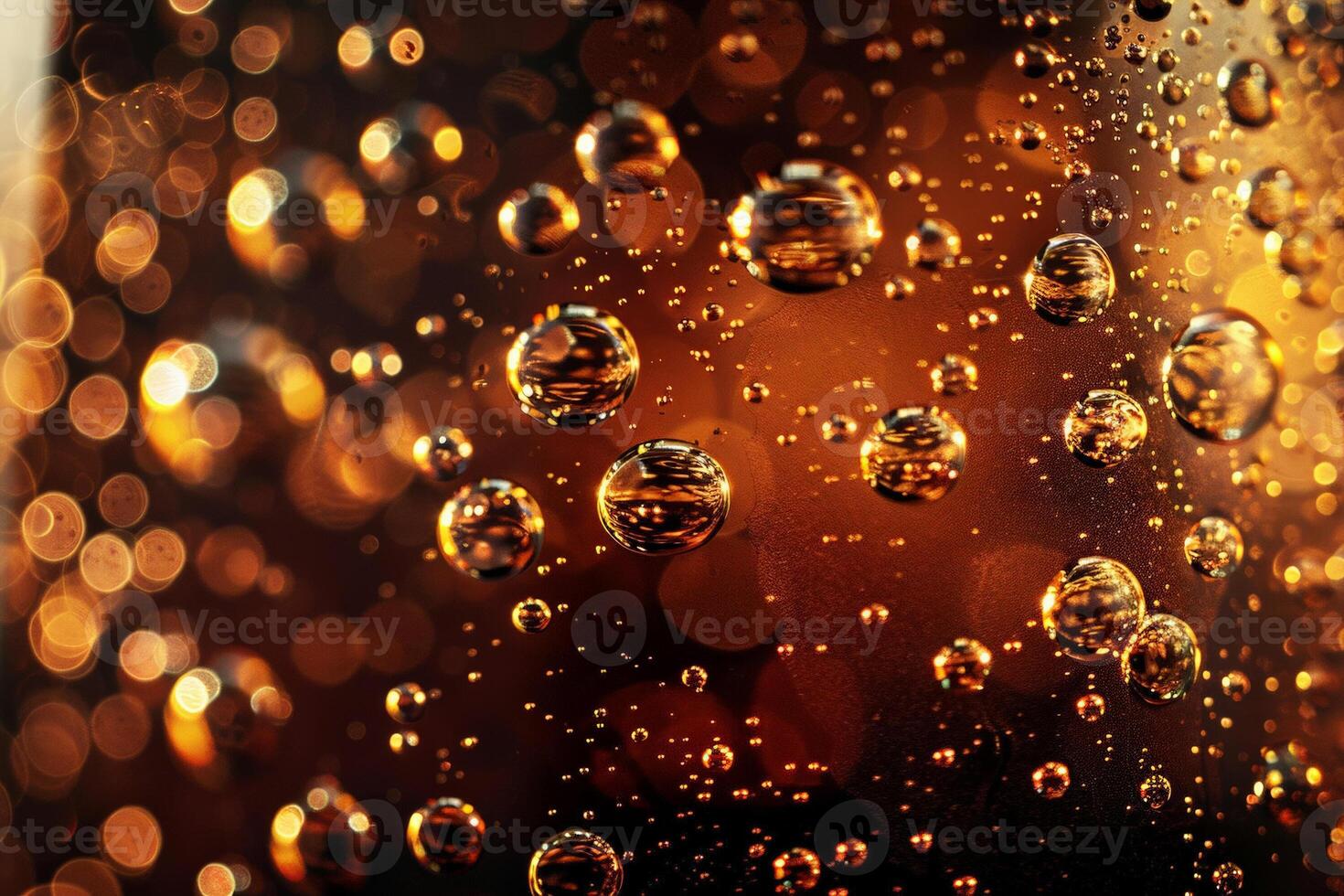 abstrakt Darstellung von Bier Blasen, Makro Fotografie, subtil Farbverläufe von Licht zu dunkel foto