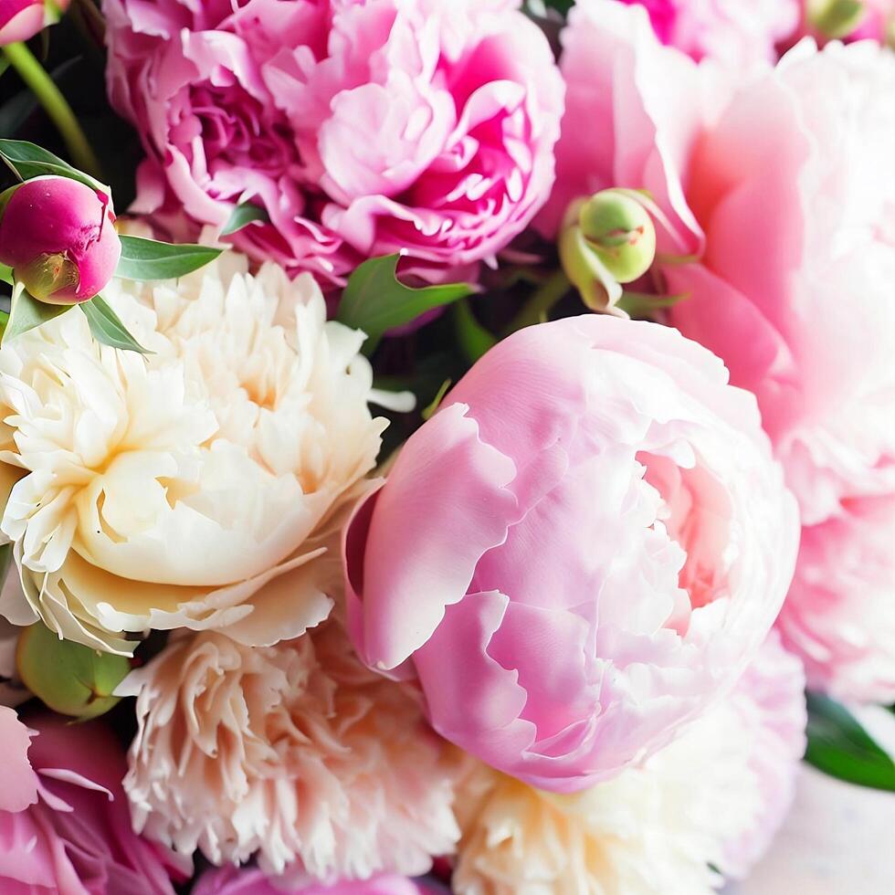 bunt Blumen und schön Blumen- Banner Bild zum Mutter Tag, Damen Tag, Blume Blüte, romantisch, Hochzeit und Valentinstag Tag foto