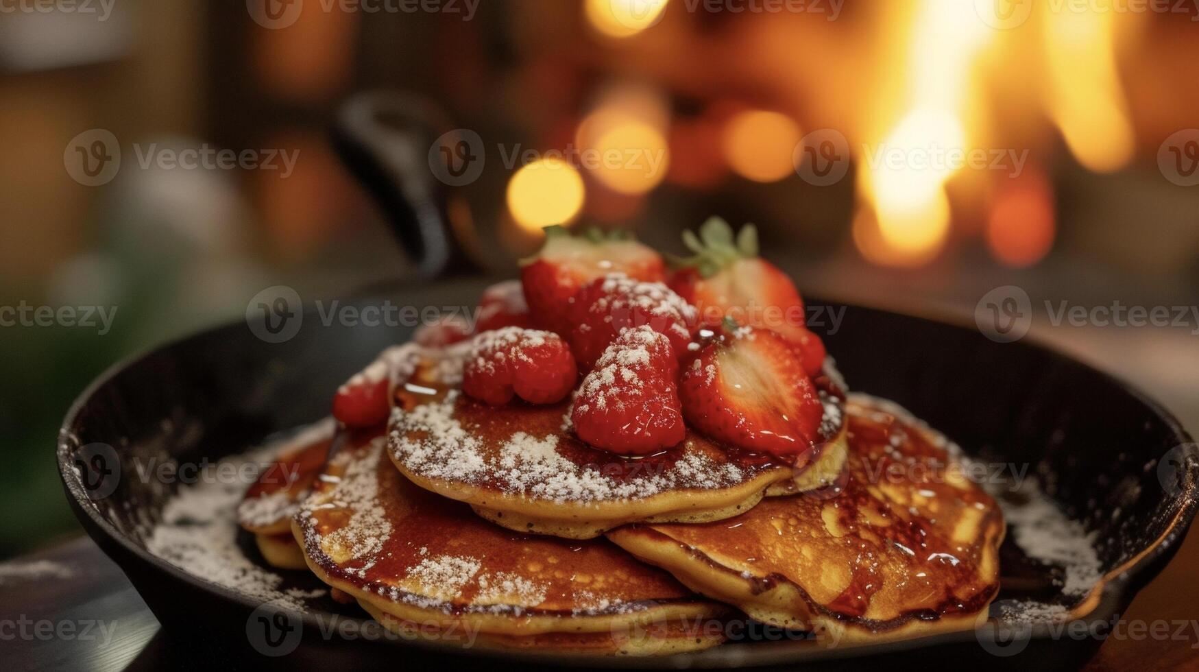 hingeben im ein Kindheit Liebling mit ein Twist diese Teddy Bär Pfannkuchen. serviert durch das Kamin es ist ein Rückblende zu einfacher mal gefüllt mit Wärme Liebe und köstlich Essen foto