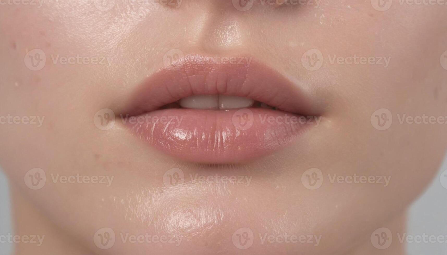 schön rundlich voll Lippen auf weiblich Gesicht. foto