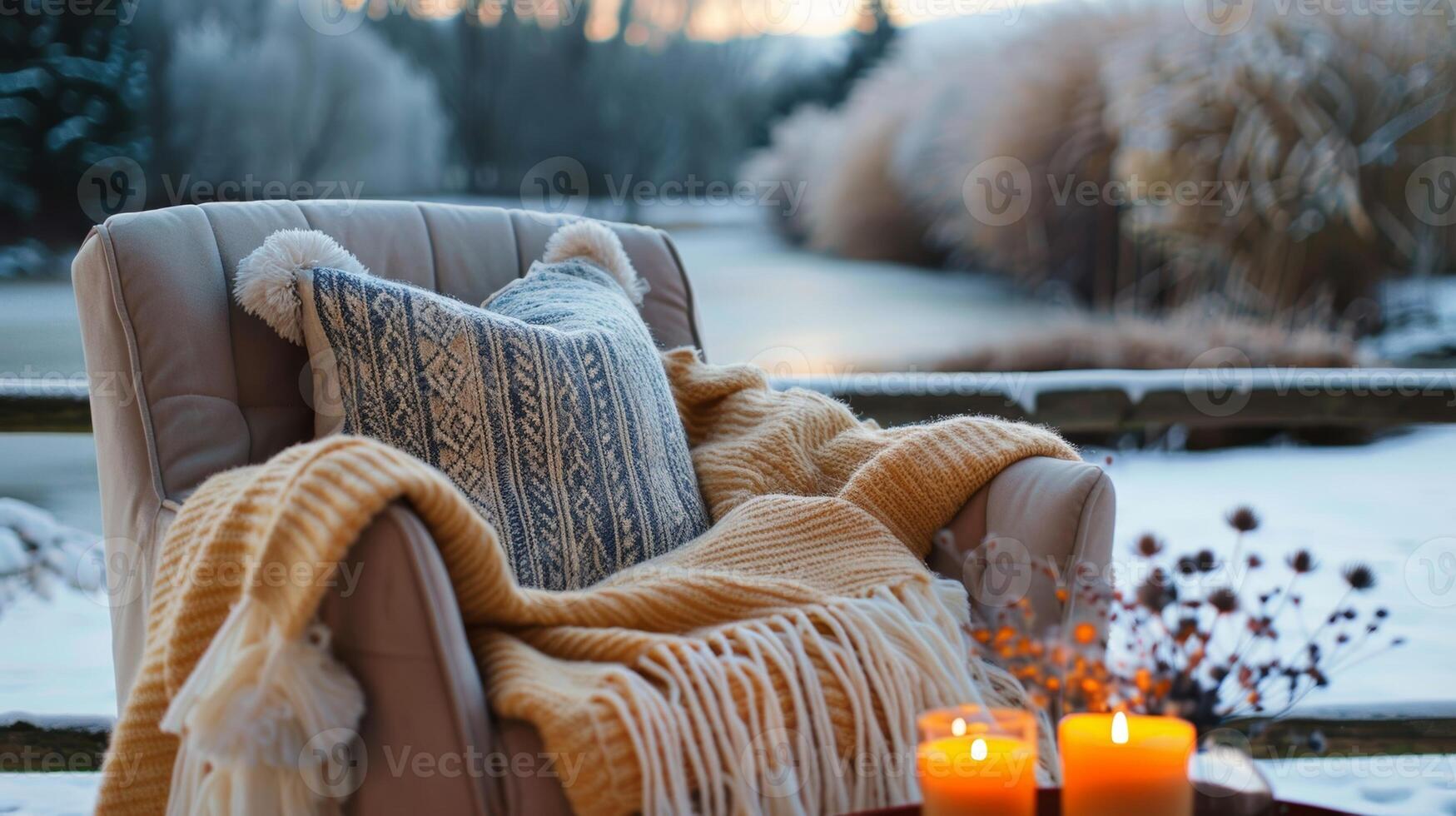Sanft Decken sind dd Über das Rücken von Stühle Bereitstellung Wärme und Komfort auf ein kühl Abend. 2d eben Karikatur foto