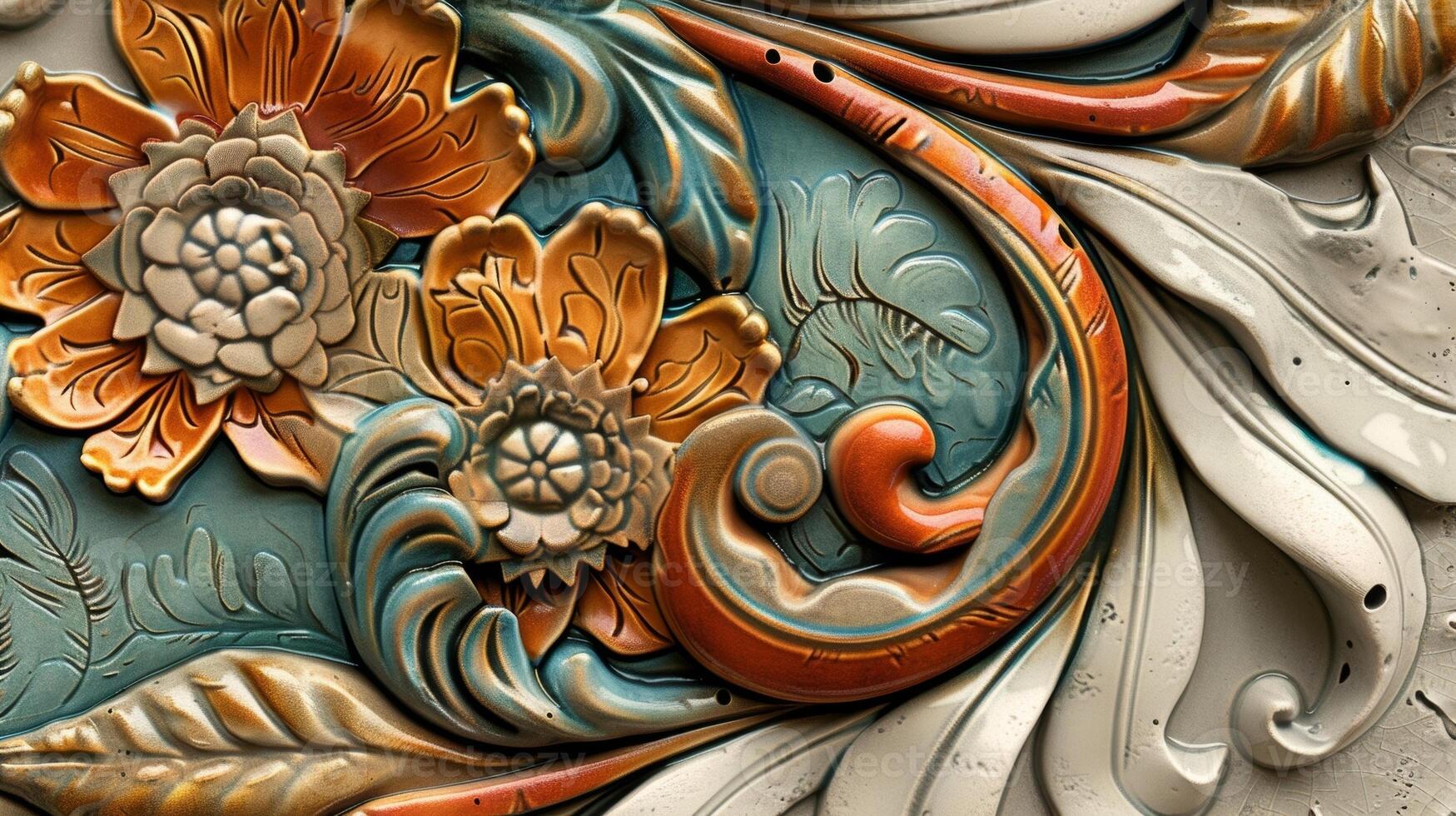 ein Bild von ein Fliese mit ein Linderung Design inspiriert durch traditionell kulturell Motive präsentieren das einzigartig Mischung von Kunst und Erbe im diese Handwerk. foto