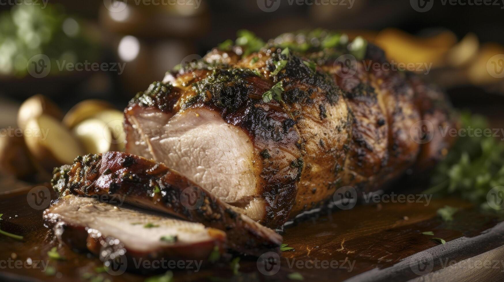 erhalten bereit zu Fest auf diese ikonisch kubanisch Gericht ganze braten Schweinefleisch gerieben mit ein Unterschrift Mischung von es und Kräuter und gekocht bis um es Stürze ein Teil mit ein berühren von das Gabel. das fier foto