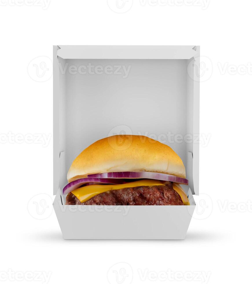 Box Burger auf Weiß Hintergrund foto