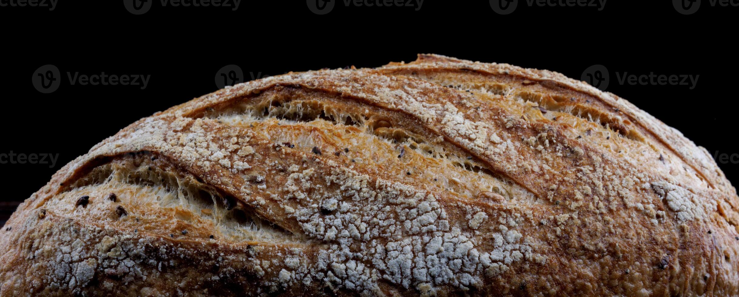 das oben von ein Laib von Brot. Kunst Brot. foto