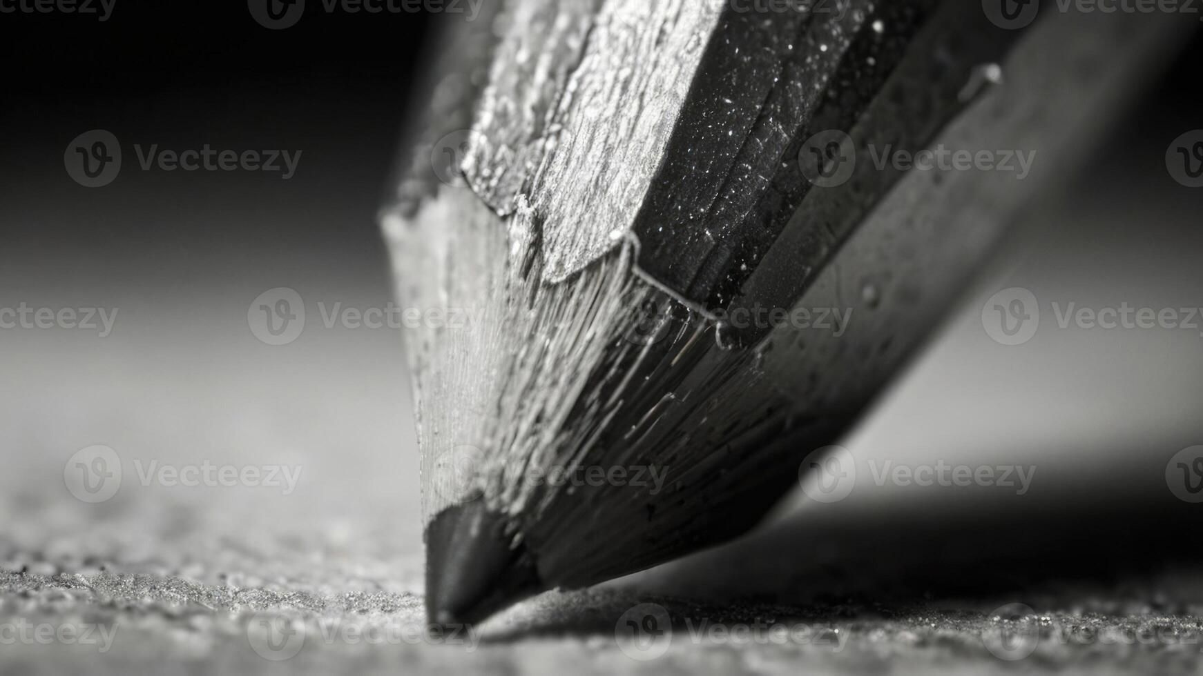 ein schließen oben von ein Bleistift auf ein Tabelle schwarz und Weiß foto