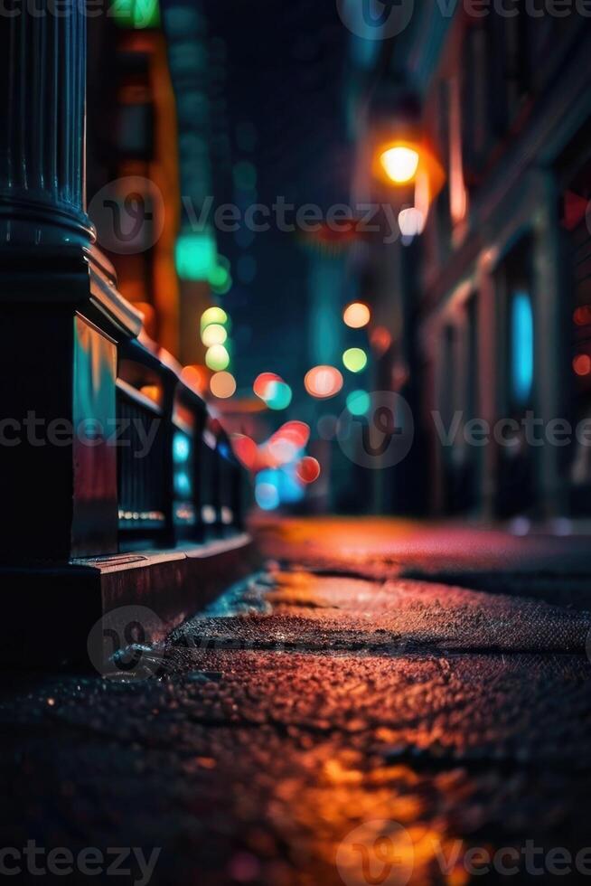 ein verschwommen Bild von ein Straße beim Nacht foto