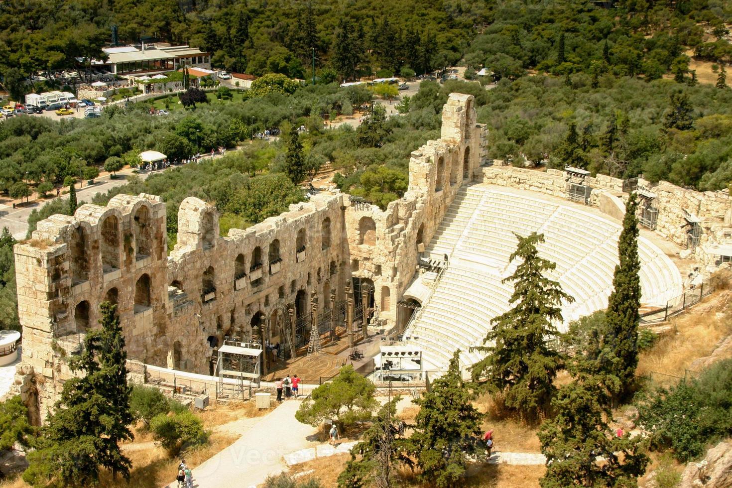 Restaurierungsarbeiten am Amphitheater in Athen, Griechenland foto
