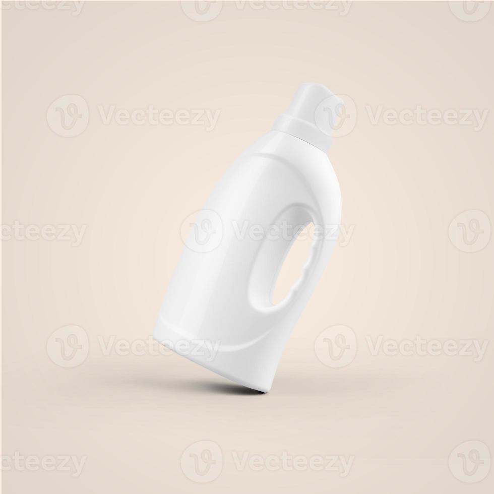 3D-Rendering leere weiße kosmetische Plastikflasche mit Tropfergriff auf grauem Hintergrund isoliert. fit für Ihr Mockup-Design. foto