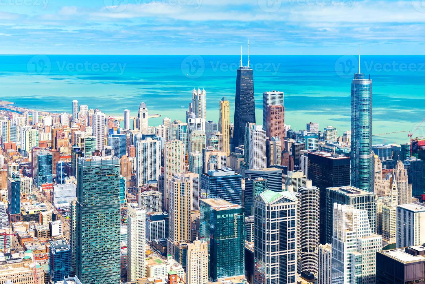 Chicago-Skyline. stadtbild der innenstadt, luftpanorama, illinois, usa foto
