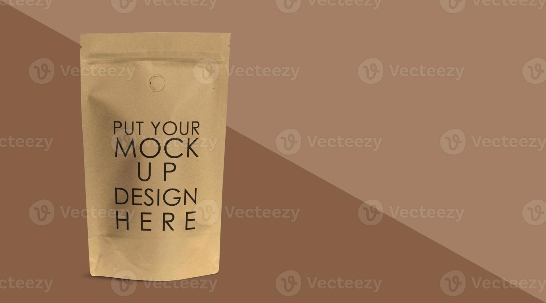 Elegantes Doypack Kaffee-Vakuum-Reißverschluss-Mockup zum Branding. foto