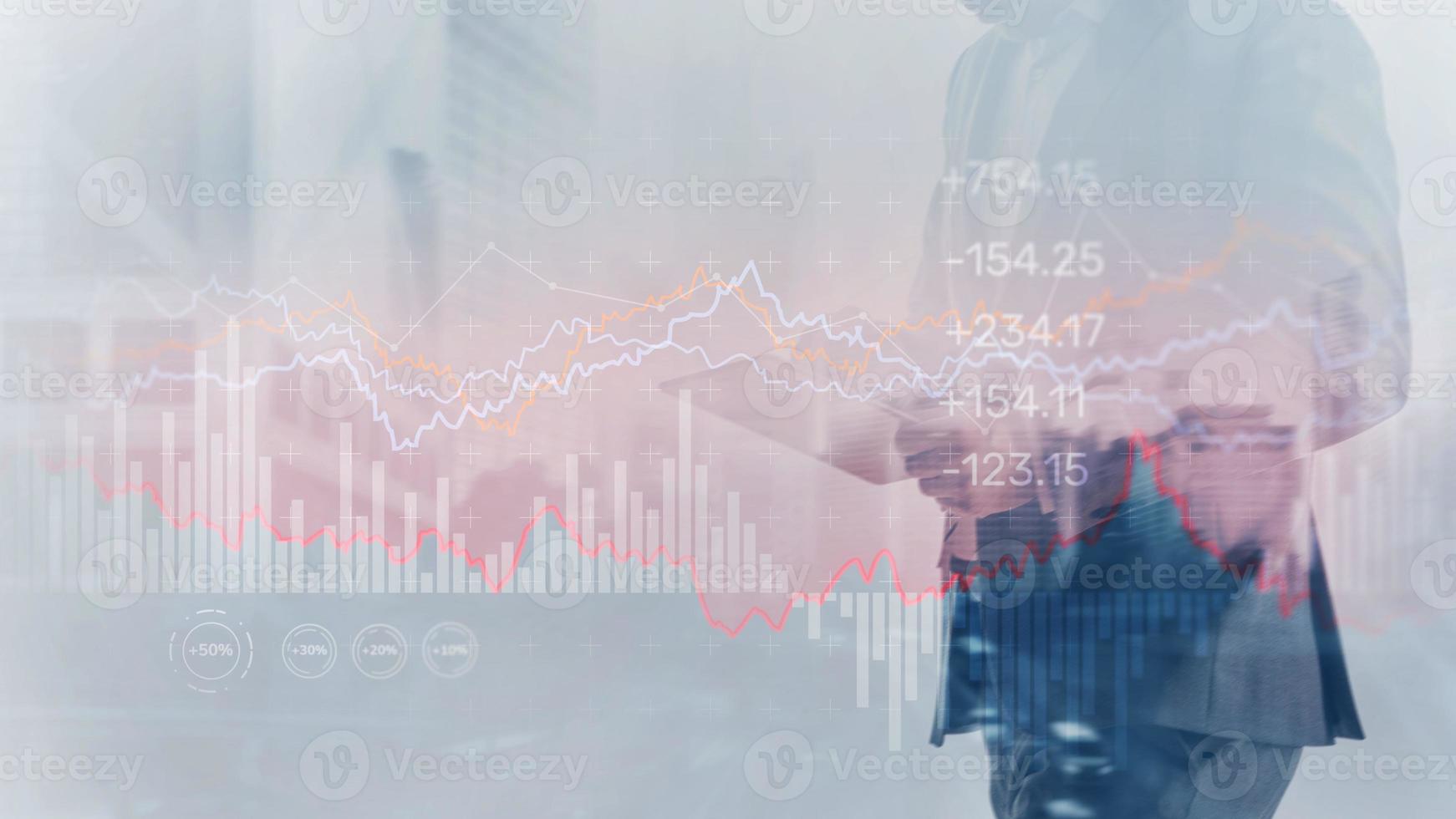 Börsengrafik und Candlestick. abstrakter Finanzhintergrund foto