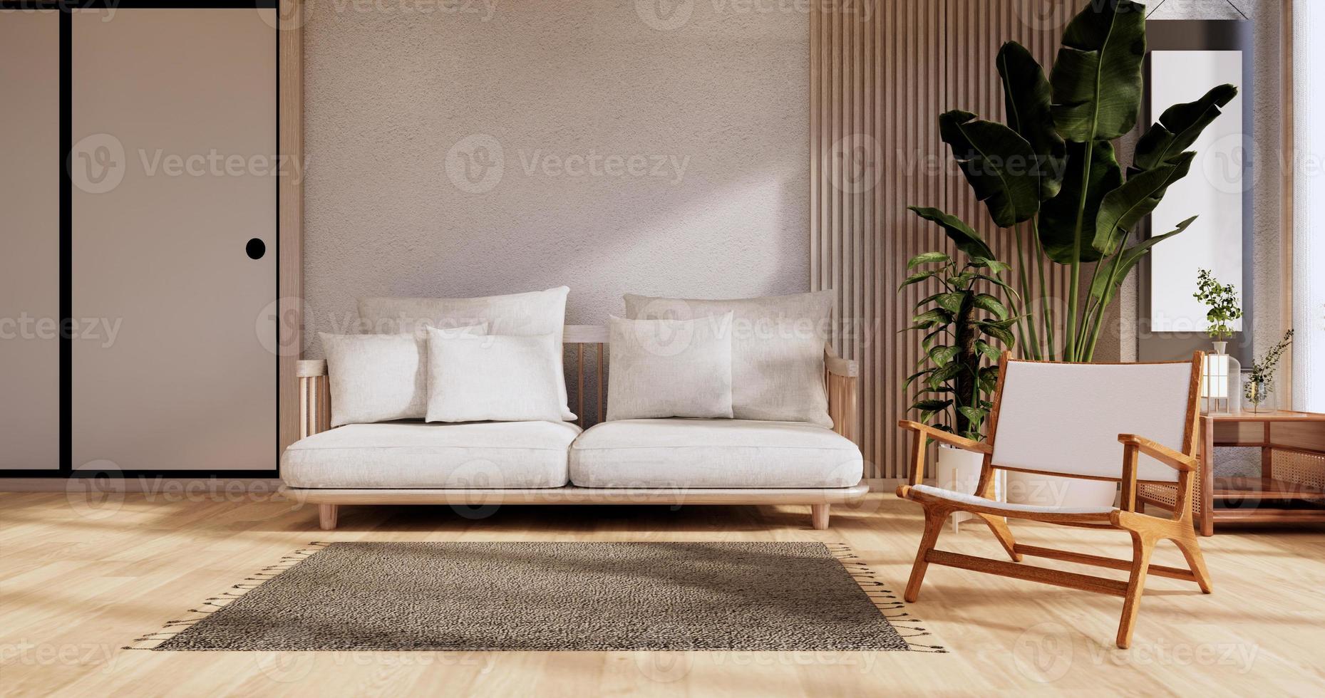 Sofamöbel und modernes Raumdesign minimal.3D-Rendering foto