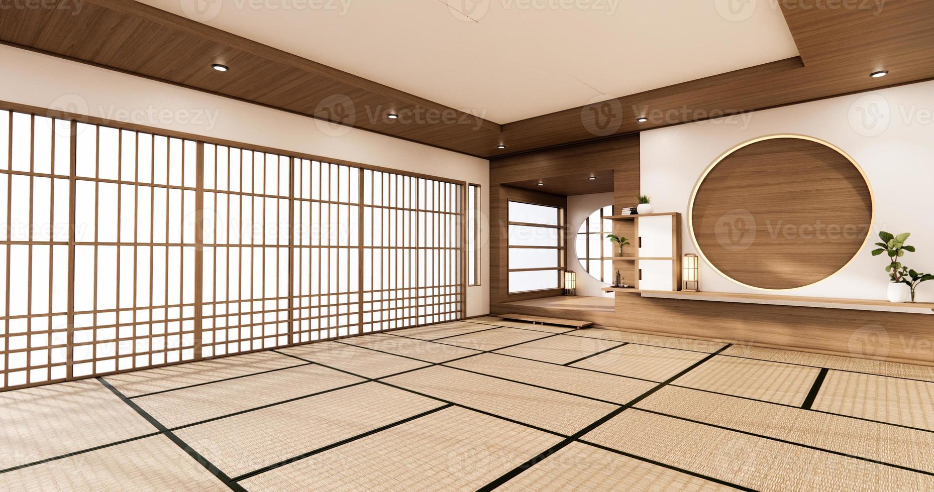 The Circle Wall Design Room Japanisch - Zen-Stil, minimalistische Designs. 3D-Rendering foto