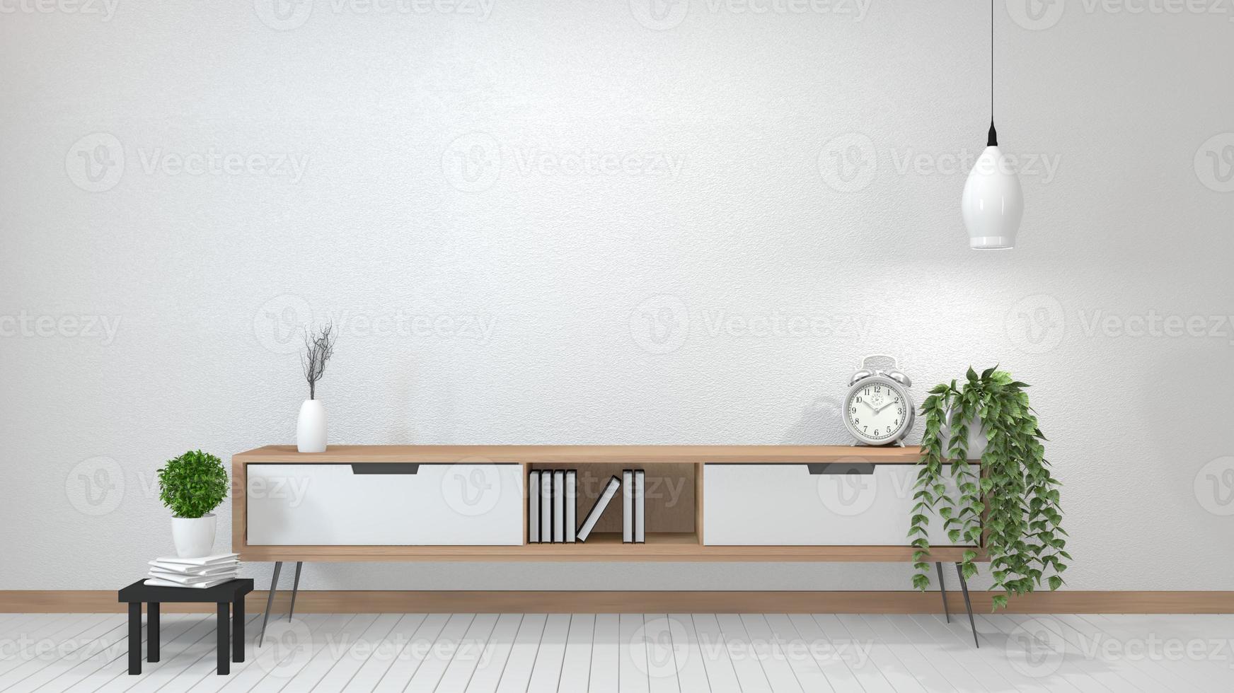 Zen moderner leerer Raum, minimalistisches Design im japanischen Stil. 3D-Rendering foto