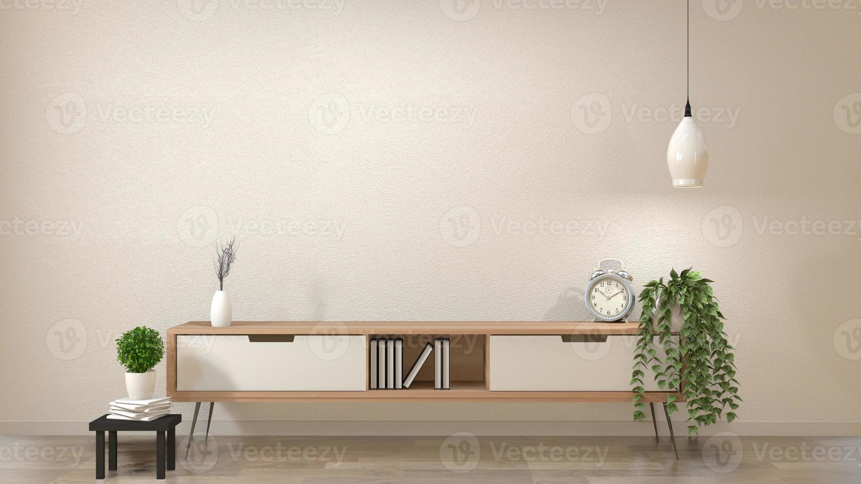 Zen moderner leerer Raum, minimalistisches Design im japanischen Stil. 3D-Rendering foto